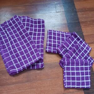 Purple Checkered Kitchen Towel Set